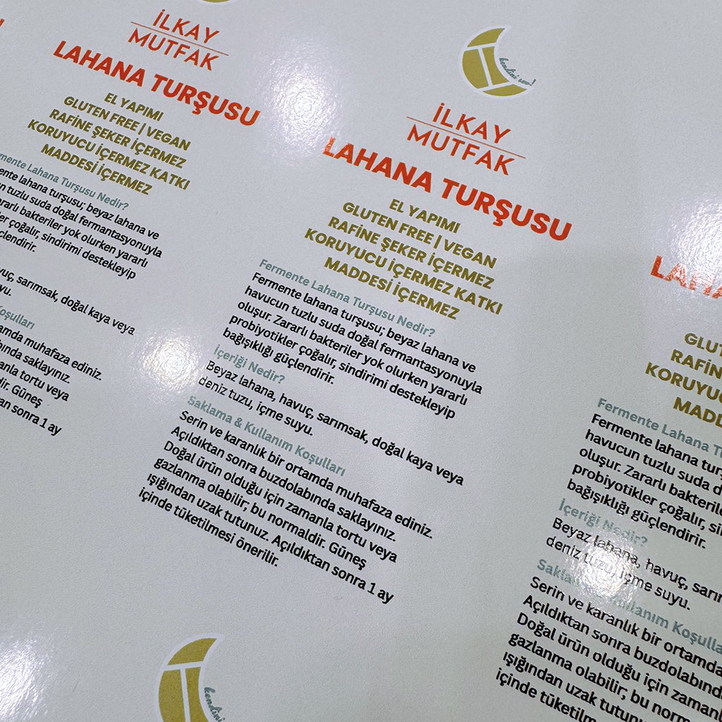 Folyo ve vinyl etiket baskı, su geçirmez, opak şeffaf gümüş altın seçenekleri
